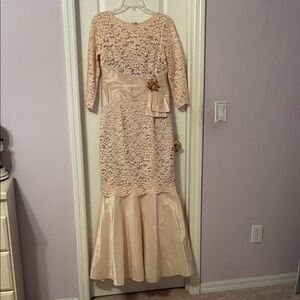 VTG Rickie Freeman for Teri Jon Wedding Dress Mermaid Style Taffeta & Lace Sz S